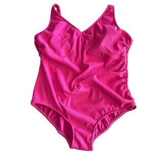Vintage seawaves crinkle size 20 W pink one piece swimsuit bathing suit